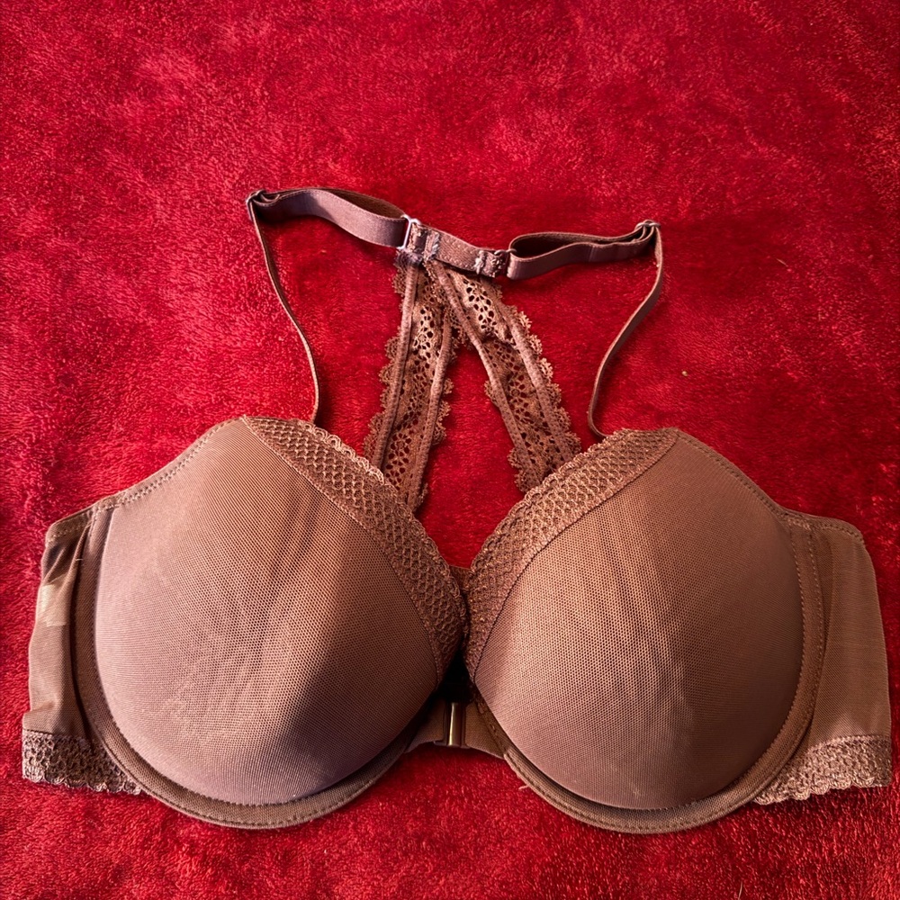 Burgundy Lace Racerback Bra